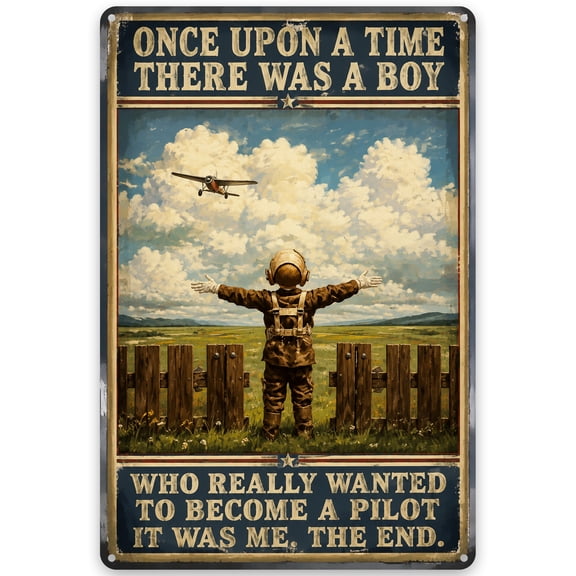 Vintage Aviation Iron Wall Decor Sign - 8x12 Inch Metal Artwork with Pilot Theme and Inspirational Text for Home Decor, Easy Hanging, Rustic Indoor/Outdoor Weather Resistant Finish