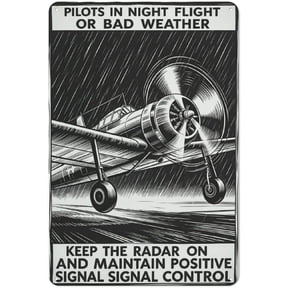 Vintage Aviation Metal Tin Sign Retro WW2 Pilot Aircraft Night Flight Radar Wall Decor Plaque 8x12 Inch for Man Cave Office Hangar