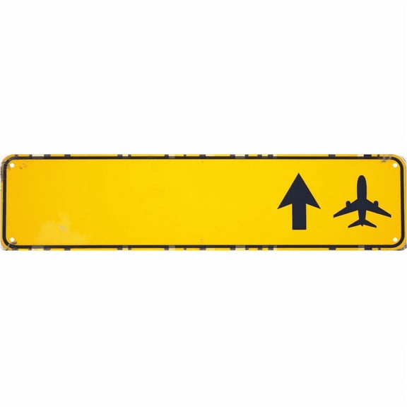 Vintage Aviation Tin Decor 16*4 Inches "Airport Direction" Travel/Man Cave Wall Art - Retro Pilot Accent, Travel Decor, Airport Metal Sign