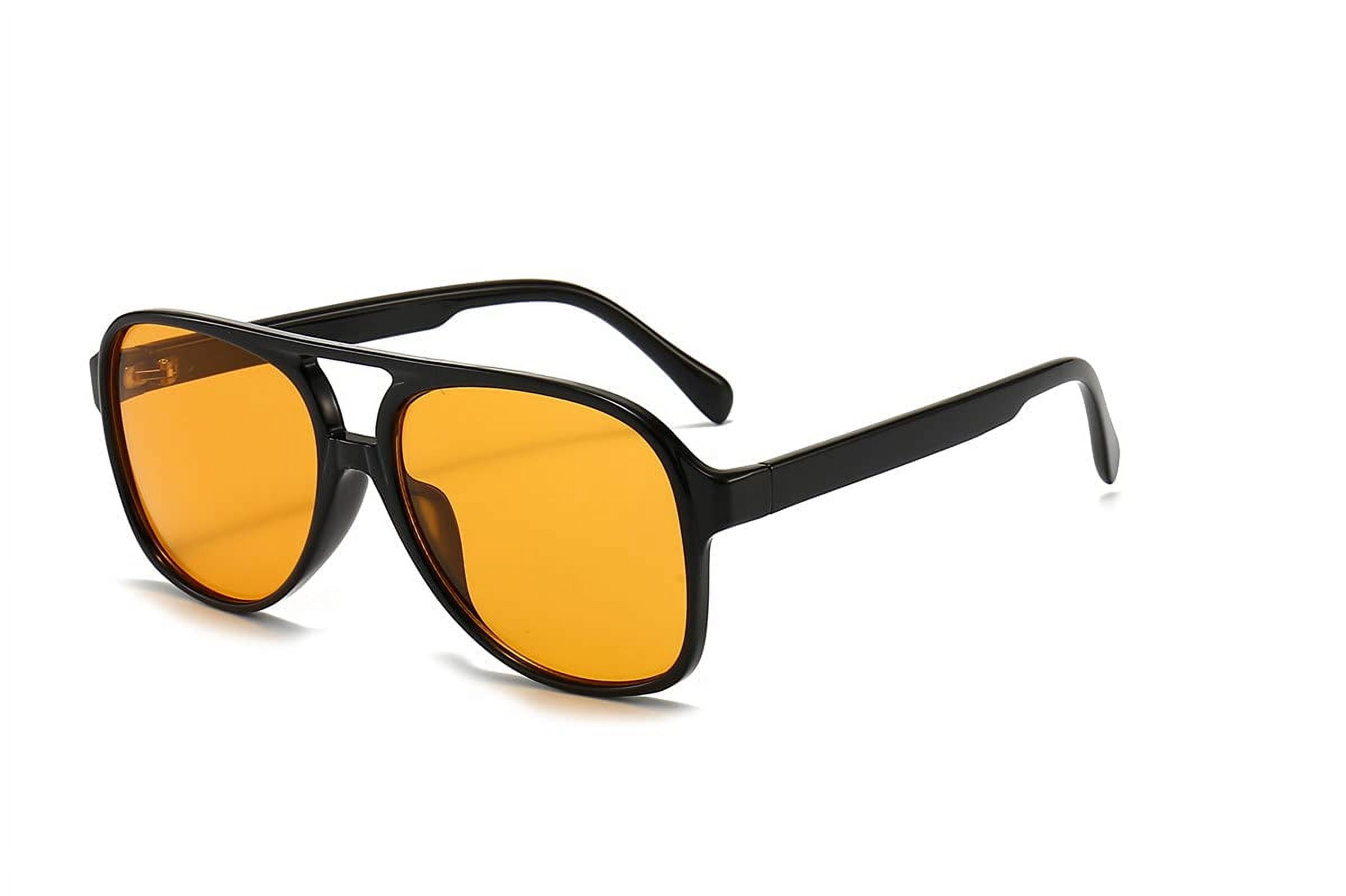 Vintage Aviator Sunglasses for Women Men 70s Glasses Retro Oversized Yellow Lens Shades