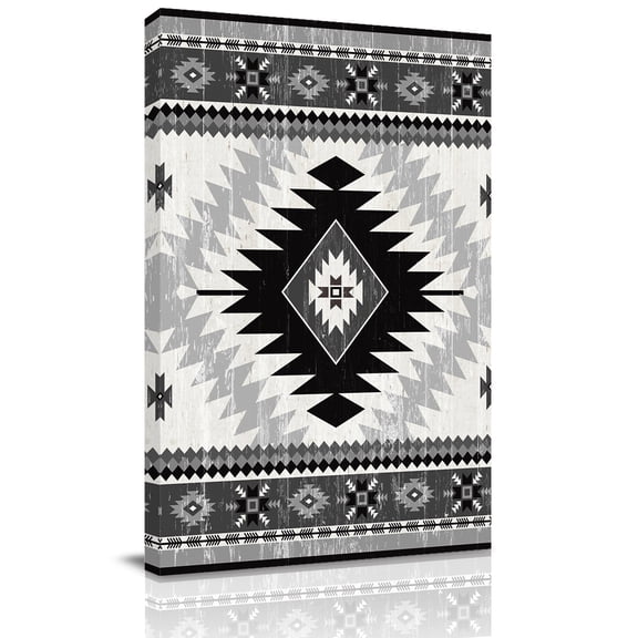 Vintage Aztec Canvas Wall Art for Living Room, Ethnic Tribal Style Black Mottled Geometric Poster Print Painting for Bedroom Office Home Decoration Wall Pictures Prepare To Hang 22"x28"