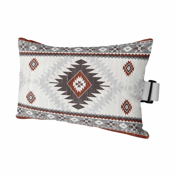 Vintage Aztec Outdoor Chaise Lounge Pillows Ethnic Tribal Style Red Grey Mottled Geometric Lumbar Pillows with Insert Adjustable Elastic Strap Headrest Pillow for Recliner 1 Pack 11x16 Inch