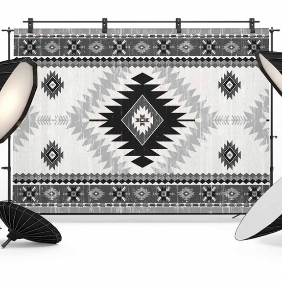 Vintage Aztec Photography Backdrop 7x5FT, Ethnic Tribal Style Black Mottled Geometric Photo Backdrops, Background for Photography Studio Photo Studio Background, Back Drop for Photoshoot