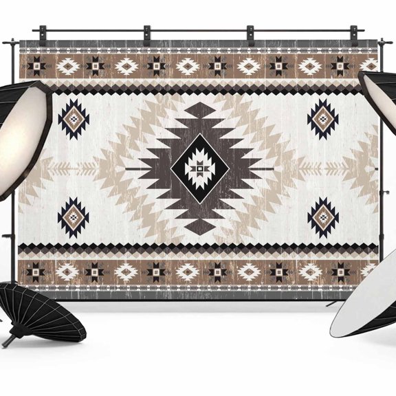 Vintage Aztec Photography Backdrop 7x5FT, Ethnic Tribal Style Brown Mottled Geometric Photo Backdrops, Background for Photography Studio Photo Studio Background, Back Drop for Photoshoot
