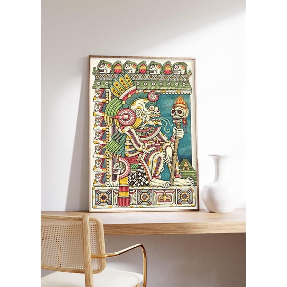 Vintage Aztec Warrior Poster, Bedroom, Office, Home, Gallery Wall And Living Room Decor