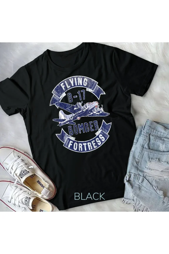 Vintage B17 Bomber WW2 Plane Aviation Airplane Shirt Grunge Unisex Tshirt