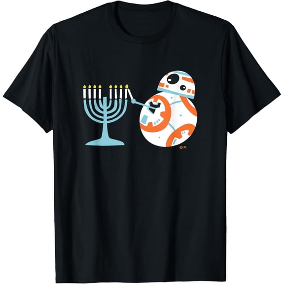 Vintage BB-8 Lighting the Hanukkah Menorah T-Shirt S-5XL - Trending Birrthday Tee Gifts Vintage Tee -Birthday Gifts