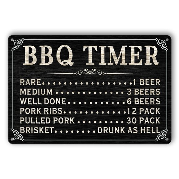 Vintage BBQ Metal Sign - 8x12 Inch Grill Wall Decor & BBQ Gifts