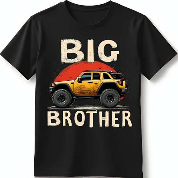 Vintage 'BIG BROTHER' Graphic Black T-Shirt with Yellow & Red Sunset