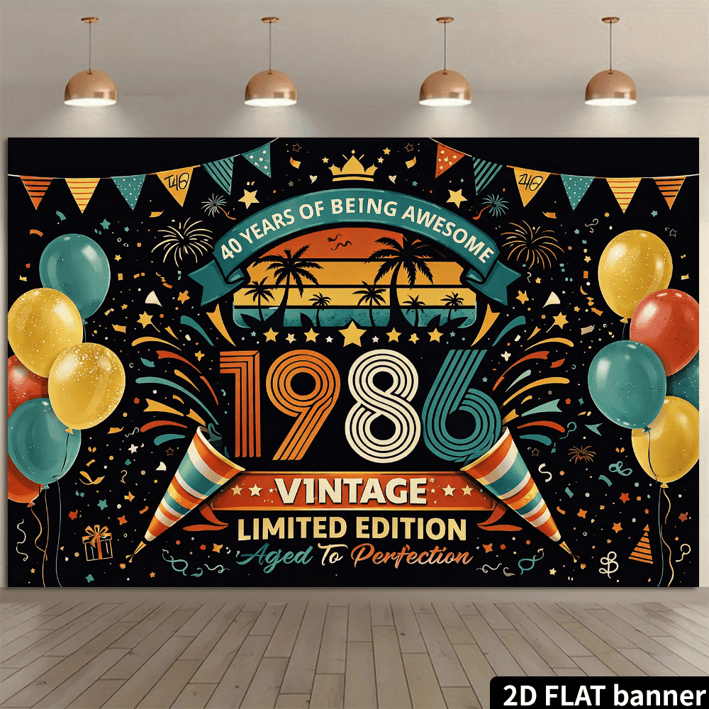 Vintage Back in 1986 Birthday Backdrop Happy 40th Birthday Background ...