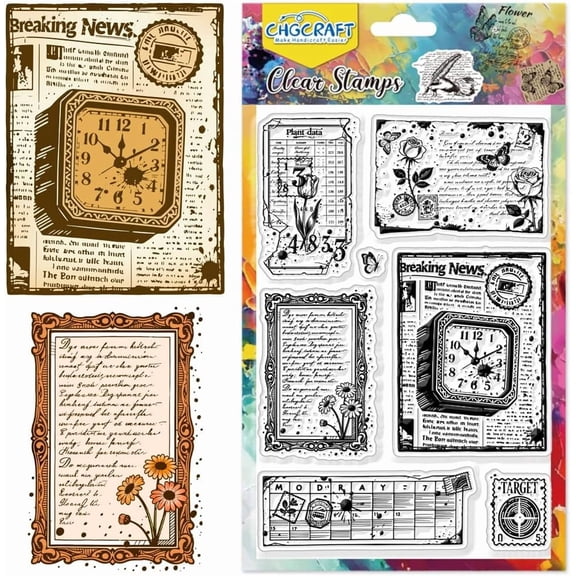 Vintage Background Clear Stamps Flowers Transparent Stamps Retro Letters Silicone Clear Stamp Seals