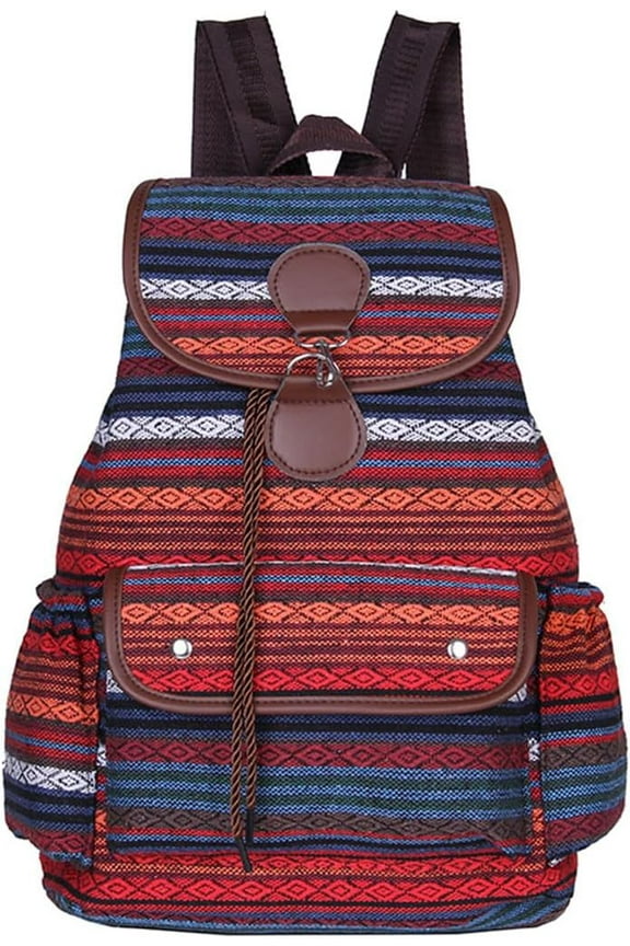 Vintage Backpack for Women,Boho Casual Backpack Purse,Unique Style Fashion Ethnic Handbag Shoulder Bag,Blue