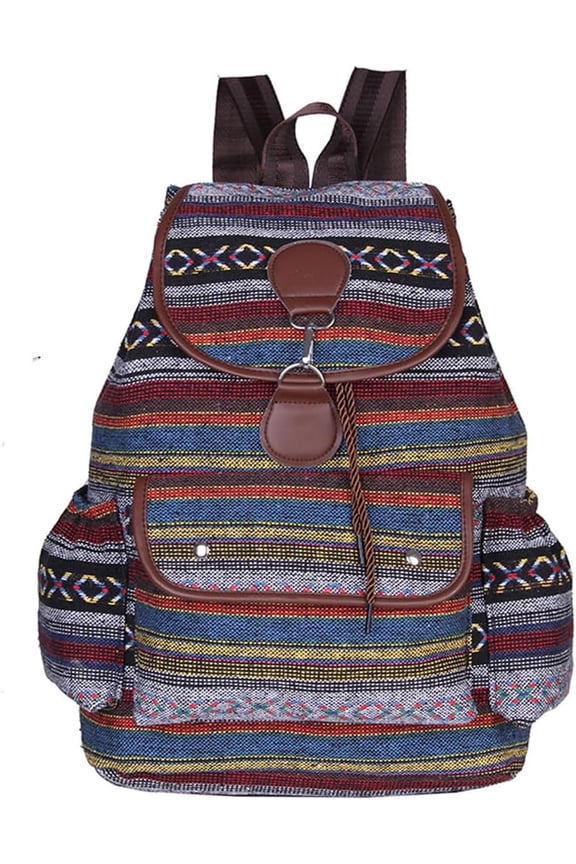 Vintage Backpack for Women,Boho Casual Backpack Purse,Unique Style Fashion Ethnic Handbag Shoulder Bag,Blue