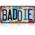 thumbnail image 1 of Vintage Baddie Metal Tin Sign License Plate Wall Decor 12 x 6 Inches, 1 of 5