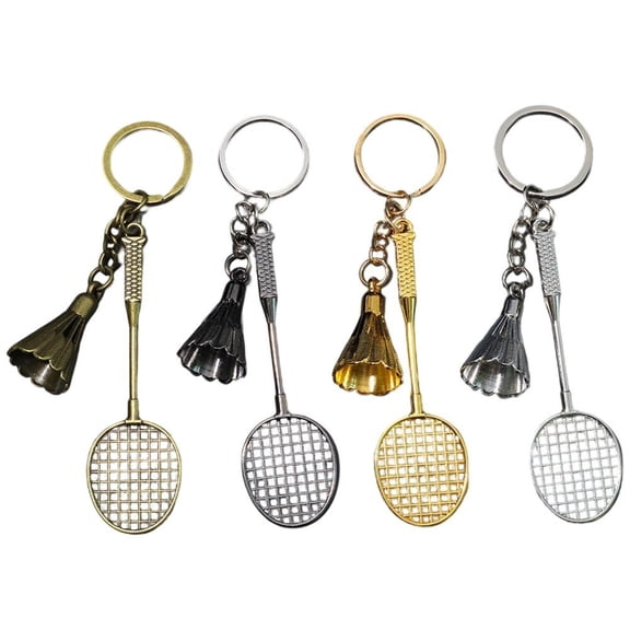 Vintage Badminton Racket Keychain Mini Metal Sport Keyring For Women Men Car Key Holder Backpack Pendant Fans Souvenir Gifts