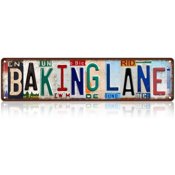 Vintage Baking Lane Wall Decor Street Signs Metal Tin Signs 16 x 4 Inches