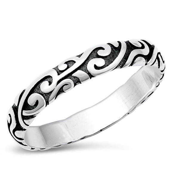 Vintage Bali Boho Vine Ring .925 Sterling Silver Band Jewelry Female Male Unisex Size 7
