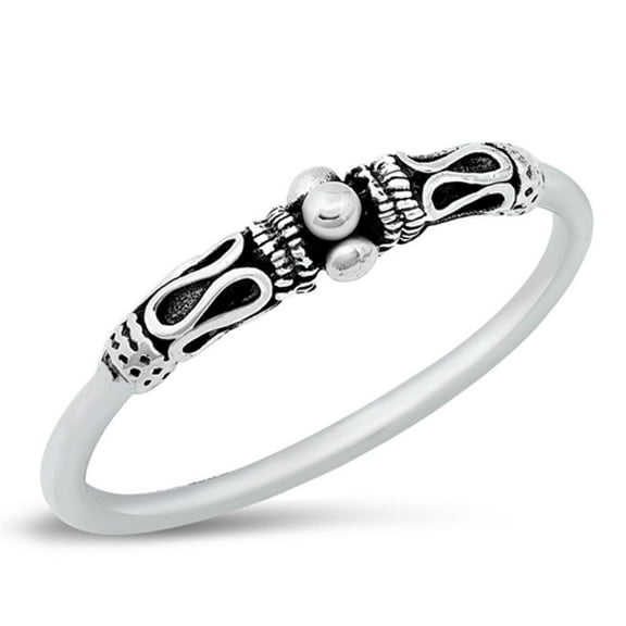 Vintage Bali Design Stacking Ring .925 Sterling Silver Band Jewelry Female Male Unisex Size 4