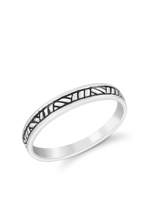 Vintage Balinese Design Minimalist Boho Sterling Silver Band Ring-8