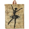 Vintage Ballerina Throw Blanket Gifts, Soft Cozy Fleece Blanket with