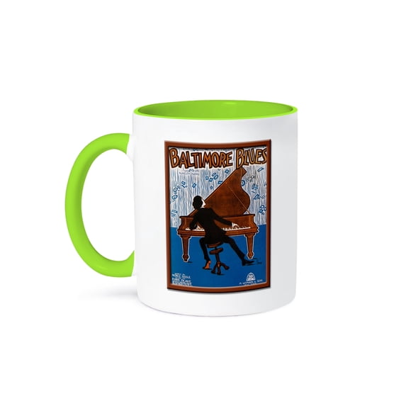 3dRose, Vintage Baltimore Blues Song Sheet Cover, 15oz Two-Tone Green Mug