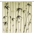 thumbnail image 1 of Vintage Bamboo Shower Curtain Retro Chinese Style Ink Painting Bamboo Bird Home Bathroom Decor Curtain , 72x72Inch with Hooks Fabric, Green Beige, 1 of 6