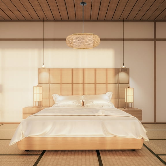 Vintage Bamboo Wicker Rattan Pendant Light Hang Ceiling Lamp Fixture Chandelier