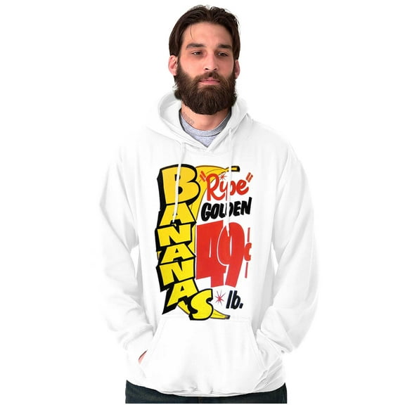 Vintage Bananas Supermarket Poster Unisex Plus Fleece Graphic Hoodie Brisco Brands 2X