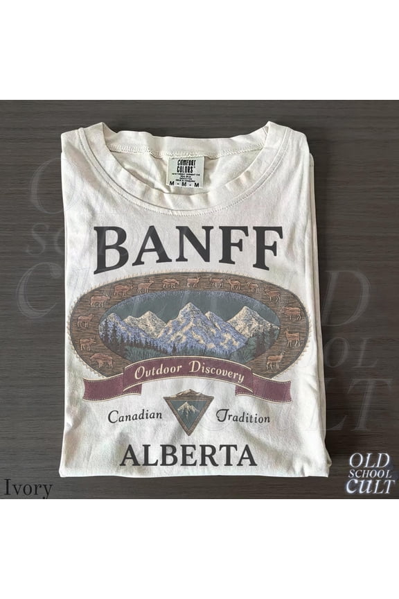 Vintage Banff Alberta Canada Graphic Tshirt, Retro Comfort Colors® Canadian Rockies National Park 90s Hiking Unisex Shirt