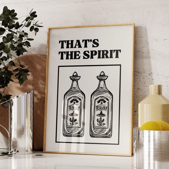 Vintage Bar Cart Art Print: Tequila Decor UNFRAMED PAPER POSTER, Home Decor, Vintage Gift, Living Room Dercor