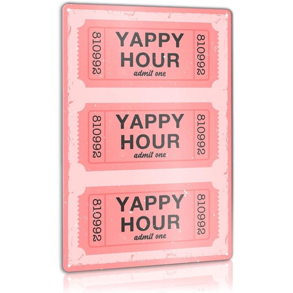 Vintage Bar Metal Sign Decor for Home Bar Pub, Funny Man Cave Basement Garage Decorations for Home Room, Alcohol Lovers Gifts for Women Men, Yappy Hour, 12 x 8 Inches