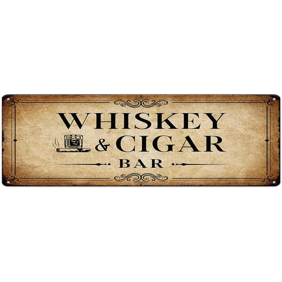 Vintage Bar Metal Tin Sign Home Decor Funny Whiskey Cigar Retro Print Poster Rustic Cafe Kitchen Pub Garage Man Cave Club Hanging Plaque Wall Art Decorations 4"x16" Brown Hanging Plaque