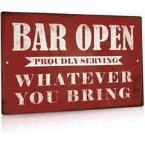 Vintage 'Bar Open' Tin Sign - Retro Metal Wall Decor for Home Bars, Man Caves, Pubs, Speakeasies & Game Rooms - 12x8 Inch Funny Tavern Sign for Garage, Basement, Coffee Shop & Themed Parties