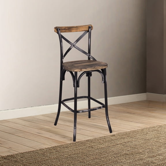 Vintage Bar Stool with Industrial Style | Perfect for Your Bar or Kitchen Counter | Made with Metal and Wood for Durability | Solves the Problem of Unstable Seating and Lack of Style