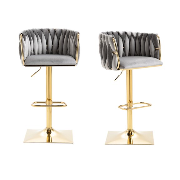Vintage Bar Stools Set of 2 with 360 - degree Rotation / Versatile Seating for Different Areas