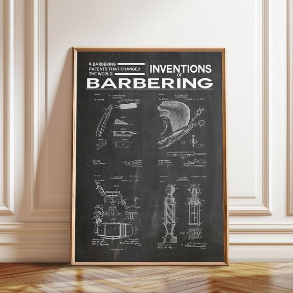 Vintage Barber Patent Poster, Unframed Paper Poster 8x10in