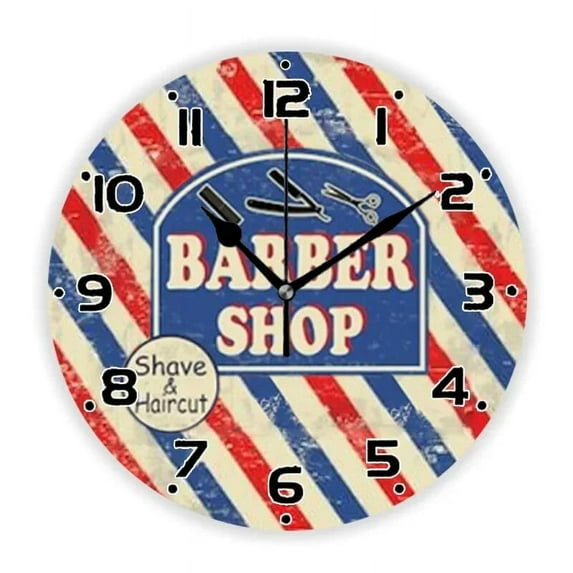 Vintage Barber Pole Decorative Wall Watch for Barber Shop Haircut Barbershop Large Wall Clock for Hair Stylist Hairdresser Gift（12 Inch）