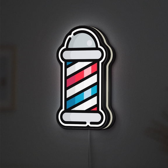 Vintage Barber Shop 3D Novelty Light Box with Classic Pole and Grooming Design, Salon Sign Decor, Lighted Lamp for Hair Professionals (Width 12 inch, 30cm)