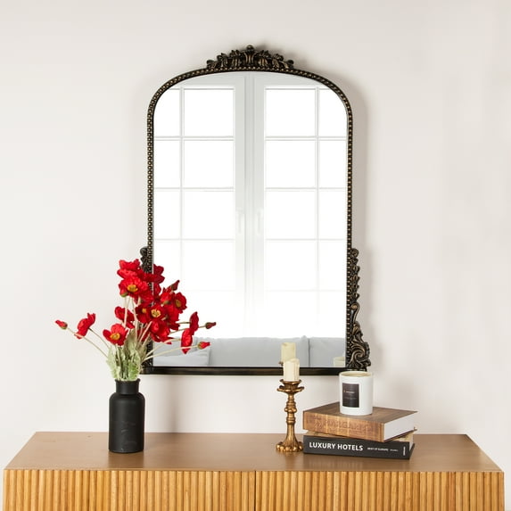 Vintage Baroque Arch Wall Mirror Antique Gold Mirror Wall Decor for Living Room Home 31.5" x 23.6''