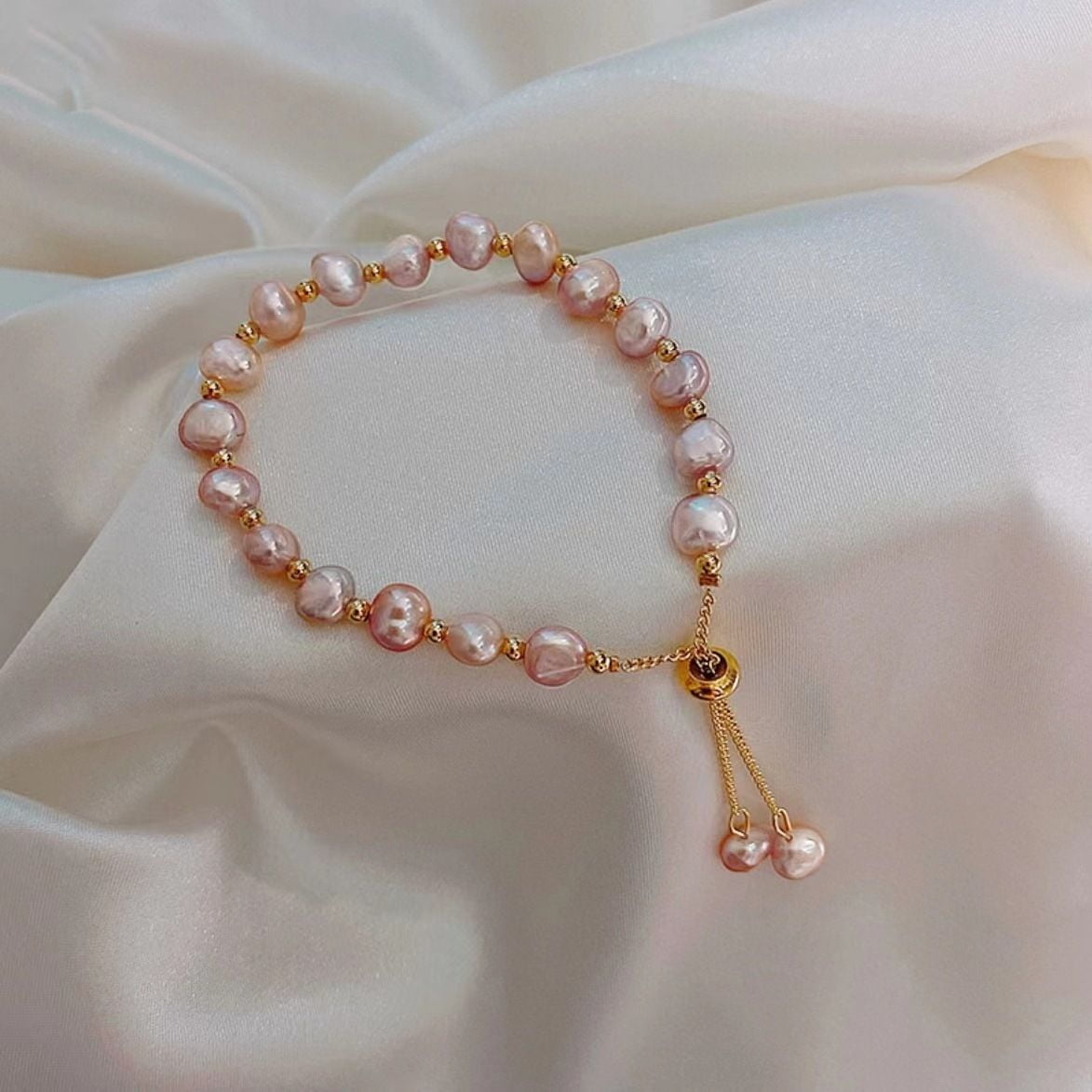 ■VINTAGE HOLLYWOOD■ Baroque Pearl Matte Bracelet VH239OBR0 Vintage Baroque Pearl Bracelet - Elegant and Trendy Ins
