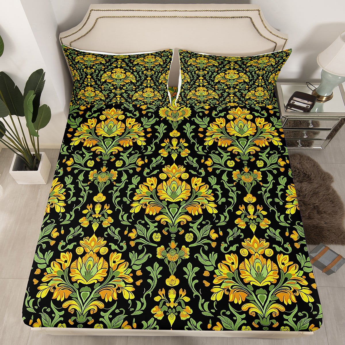 THYUNQ California King Bed Sheet Set - 4 Piece Psychedelic Print Sheets & Pillowcases, 14" Deep Pocket, Super Soft Microfiber - View #10