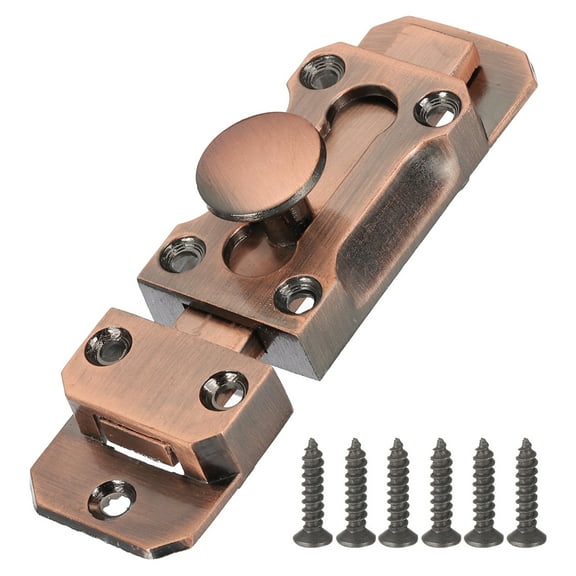 Vintage Barrel Bolt Latch, 3 Inch Security Slide Lock 1Pcs with Screws for Wooden Doors, Red Bronze