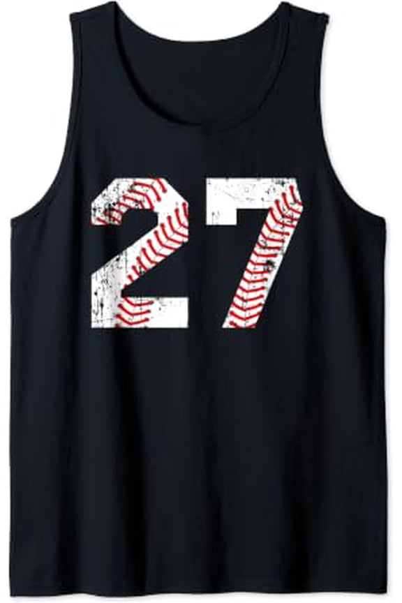Vintage Baseball 27 Jersey Number Tank Top Size S-3XL