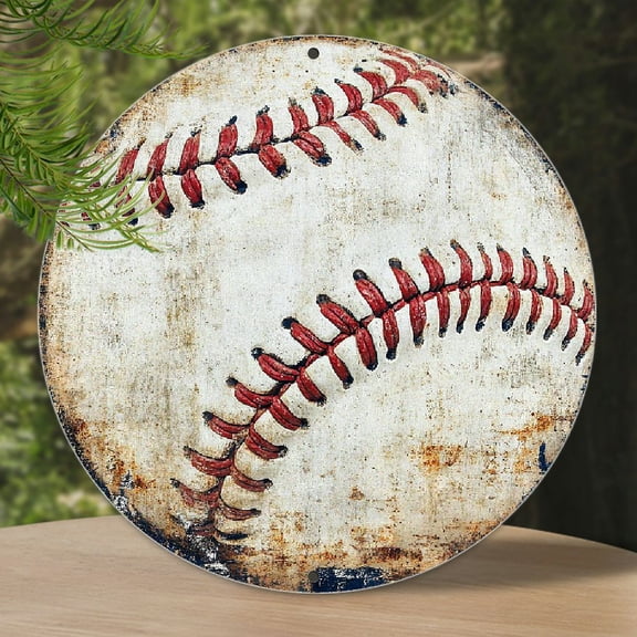 Vintage Baseball Aluminum Sign - Classic, Round Wall Art - Multipurpose Metal Plaque for Home, Office, Bar, Kitchen - No Electricity Required, Weather-Resistant Decor with High-Definition Printing