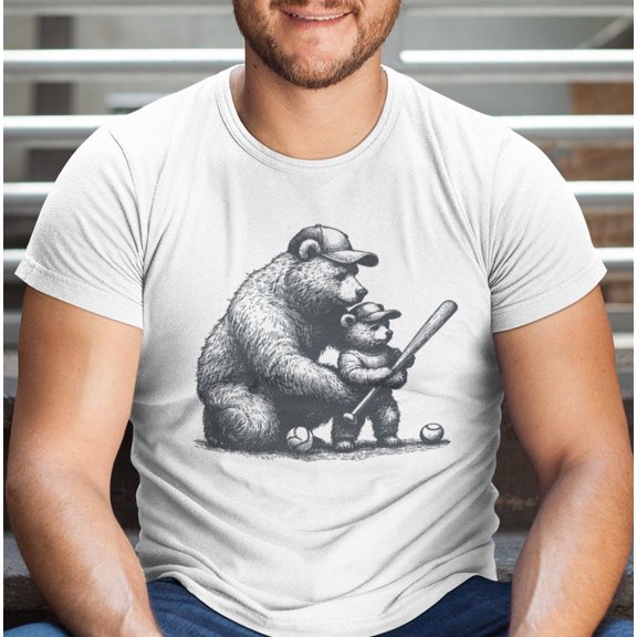 Vintage Baseball Bear Dad And Son Shirt, Matching Fathers Day Gift for Dad, Vintage Graphic Shirt