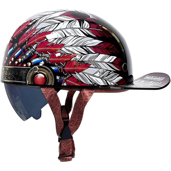 Vintage Baseball Cap, Half Shell Helmet, Dot Certified, Fit Men Women, Jet Scooter, Adjustable, Lightweight, Durable, Portable, User-friendly, Compact, Retro, Motorcycle