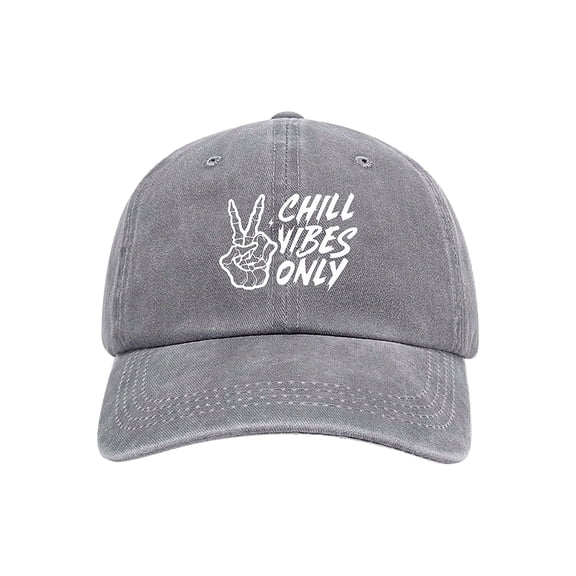 Vintage Baseball Cap, Skeleton, Cotton Fabric, Black Fabric, Peace Sign, Sun Chill, Washed Finish, Grey Size, Street Wear, 1 Pc