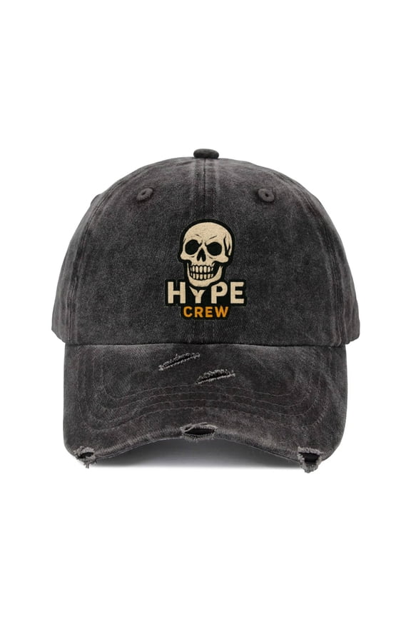 Vintage Baseball Cap for Men, Distressed Washed Dad Hat, Adjustable Casual Cap with Skull Graphic
