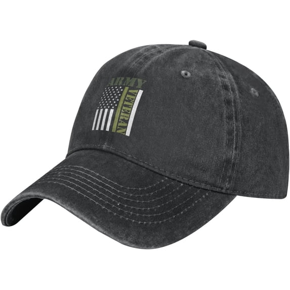 Vintage Baseball Cap for Men Women Army Veteran Washed Distressed Cotton Dad Hat Adjustable Sports Hat Black