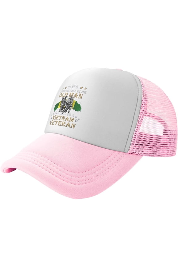 Vintage Baseball Cap for Men Women Never Underestimate Old Man is Vietnam Veteran Army Trucker Hat Adjustable Black